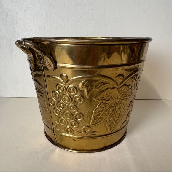 Vintage Brass Embossed Vase - Picture 1 of 12